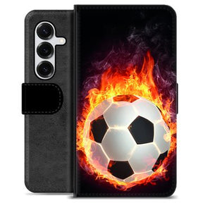 Samsung Galaxy S25+ Premium Flip Cover med Pung - Fodbold Flamme