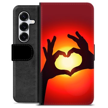 Samsung Galaxy S25+ Premium Flip Cover med Pung - Hjertesilhuet