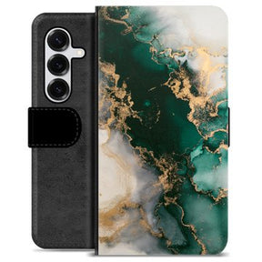 Samsung Galaxy S25+ Premium Flip Cover med Pung - Jade Marmor