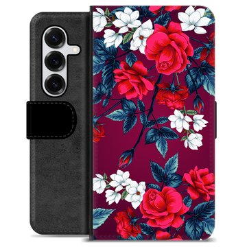Samsung Galaxy S25+ Premium Flip Cover med Pung - Vintage Blomster