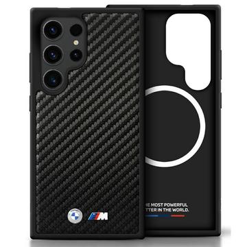Samsung Galaxy S25 Ultra BMW Læder Carbon MagSafe Cover - Sort