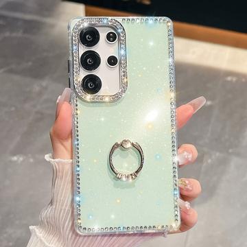 Samsung Galaxy S25 Ultra CrystalGlow Hybrid Cover med Ringholder - Grøn