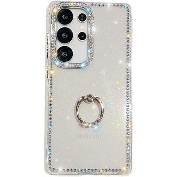 Samsung Galaxy S25 Ultra CrystalGlow Hybrid Cover med Ringholder - gennemsigtig