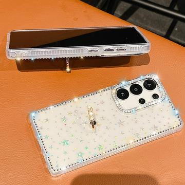Samsung Galaxy S25 Ultra CrystalGlow Hybrid Cover med Ringholder - gennemsigtig