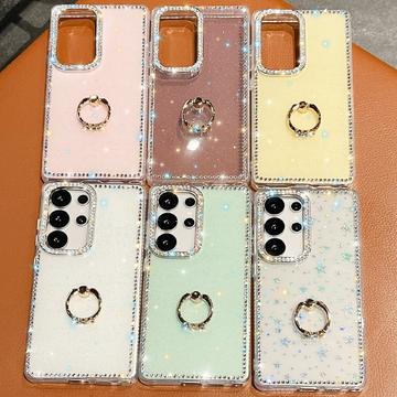 Samsung Galaxy S25 Ultra CrystalGlow Hybrid Cover med Ringholder - gennemsigtig