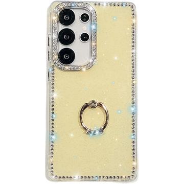 Samsung Galaxy S25 Ultra CrystalGlow Hybrid Cover med Ringholder - Gul