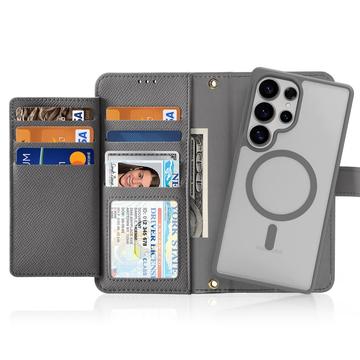 Samsung Galaxy S25 Ultra Dux Ducis Lawa Pung læderetui med magnetisk låg - grå