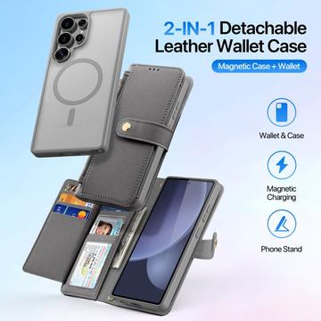 Samsung Galaxy S25 Ultra Dux Ducis Lawa Pung læderetui med magnetisk låg - grå