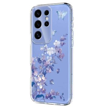 Samsung Galaxy S25 Ultra TPU-cover med blomstermønster - Lilla