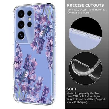 Samsung Galaxy S25 Ultra TPU-cover med blomstermønster - Blåregn