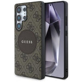Samsung Galaxy S25 Ultra Guess 4G Round Patch Classic Logo Cover - MagSafe-kompatibel - Brun