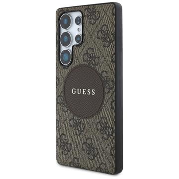 Samsung Galaxy S25 Ultra Guess 4G Round Patch Classic Logo Cover - MagSafe-kompatibel - Brun