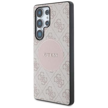 Samsung Galaxy S25 Ultra Guess 4G Round Patch Classic Logo Cover - MagSafe-kompatibel - Pink