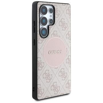 Samsung Galaxy S25 Ultra Guess 4G Round Patch Classic Logo Cover - MagSafe-kompatibel - Pink