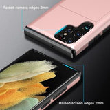 Samsung Galaxy S25 Ultra Hybrid Cover med Glidende Kortslot - Army Grøn