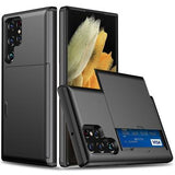 Samsung Galaxy S25 Ultra Hybrid Cover med Glidende Kortslot - Sort