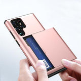 Samsung Galaxy S25 Ultra Hybrid Cover med Glidende Kortslot - Mørkeblå