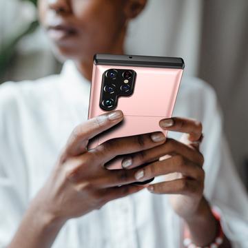 Samsung Galaxy S25 Ultra Hybrid Cover med Glidende Kortslot - Mørkeblå