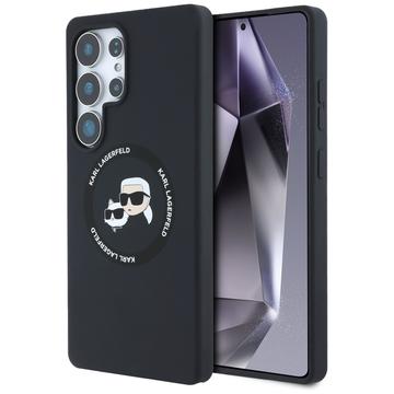 Samsung Galaxy S25 Ultra Karl Lagerfeld Double Heads Flydende Silikone MagSafe Cover - sort