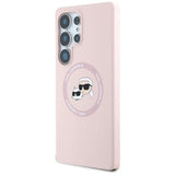Samsung Galaxy S25 Ultra Karl Lagerfeld Double Heads Flydende Silikone MagSafe Cover - Pink