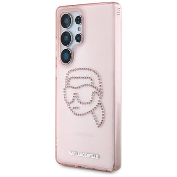 Samsung Galaxy S25 Ultra Karl Lagerfeld Rhinestones Karl Head Logo Cover - Pink