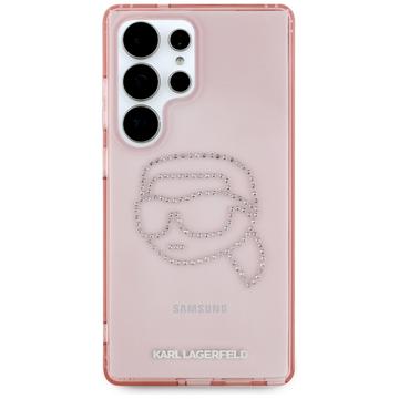 Samsung Galaxy S25 Ultra Karl Lagerfeld Rhinestones Karl Head Logo Cover - Pink