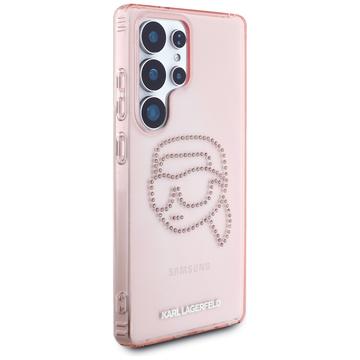Samsung Galaxy S25 Ultra Karl Lagerfeld Rhinestones Karl Head Logo Cover - Pink