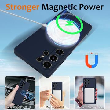 Samsung Galaxy S25 Ultra Liquid Silikone Cover - MagSafe Kompatibel - Mørkeblå