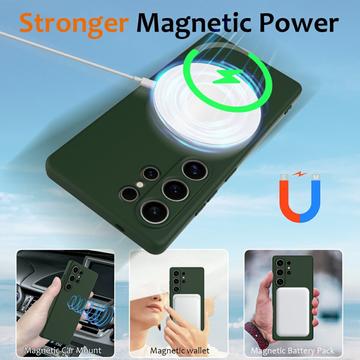 Samsung Galaxy S25 Ultra Liquid Silikone Cover - MagSafe Kompatibel - Mørkegrøn