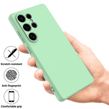 Samsung Galaxy S25 Ultra Flydende silikone cover med håndrem - grøn
