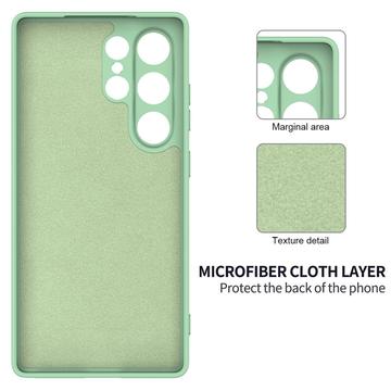 Samsung Galaxy S25 Ultra Flydende silikone cover med håndrem - grøn