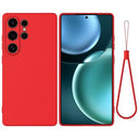 Samsung Galaxy S25 Ultra Flydende silikone cover med håndrem - rød