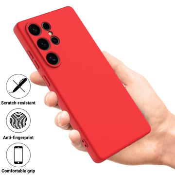 Samsung Galaxy S25 Ultra Flydende silikone cover med håndrem - rød