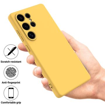Samsung Galaxy S25 Ultra Flydende silikone cover med håndrem - gul