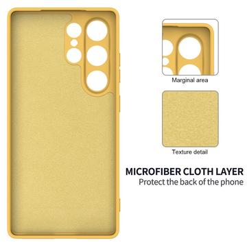 Samsung Galaxy S25 Ultra Flydende silikone cover med håndrem - gul