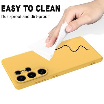 Samsung Galaxy S25 Ultra Flydende silikone cover med håndrem - gul