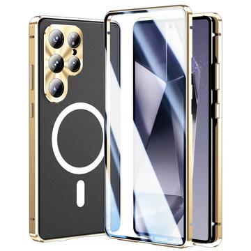 Samsung Galaxy S25 Ultra Magnetisk cover med skærmbeskytter i hærdet glas - MagSafe-kompatibel - Guld