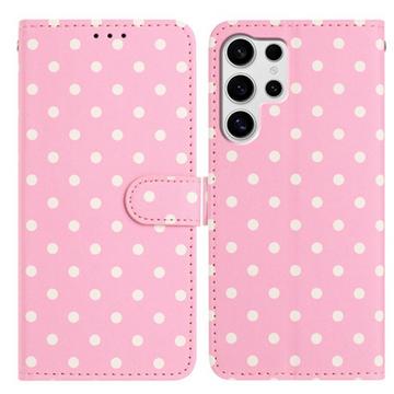 Samsung Galaxy S25 Ultra Pung Etui med Prikket Mønster - Pink