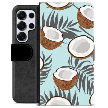 Samsung Galaxy S25 Ultra Premium Flip Cover med Pung - Kokosnød