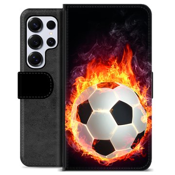 Samsung Galaxy S25 Ultra Premium Flip Cover med Pung - Fodbold Flamme