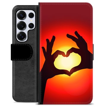 Samsung Galaxy S25 Ultra Premium Flip Cover med Pung - Hjertesilhuet