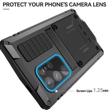 Samsung Galaxy S25 Ultra R-Just Premium cover med kickstand og skærmbeskytter i hærdet glas - Sort