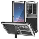 Samsung Galaxy S25 Ultra R-Just Premium-etui med kickstand og skærmbeskytter i hærdet glas - Sølv