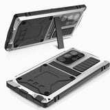 Samsung Galaxy S25 Ultra R-Just Premium-etui med kickstand og skærmbeskytter i hærdet glas - Sølv