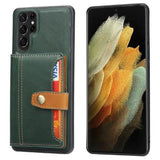 Samsung Galaxy S25 Ultra Retro Style Cover med Pung - Grøn