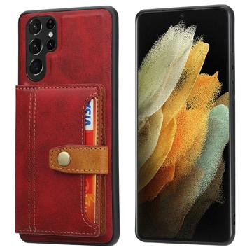 Samsung Galaxy S25 Ultra Retro Style Cover med Pung - Rød