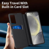 Samsung Galaxy S25 Ultra Smart Clear View Flip etui med kortplads - Sort