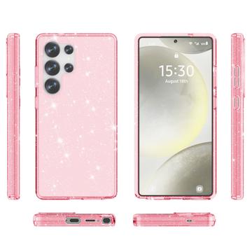 Samsung Galaxy S25 Ultra Stylish Glitter Series Hybrid Cover - Pink