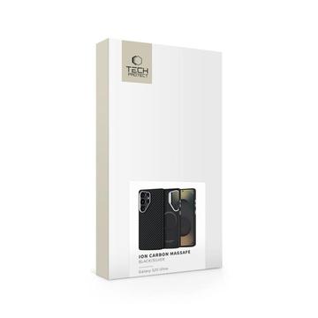Samsung Galaxy S25 Ultra Tech-Protect Ion Carbon Plast Cover - MagSafe-kompatibel - Sort / sølv