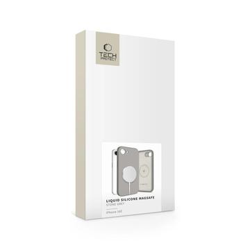 iPhone 16e/17e Tech-Protect flydende silikone cover - MagSafe-kompatibel - Stengrå